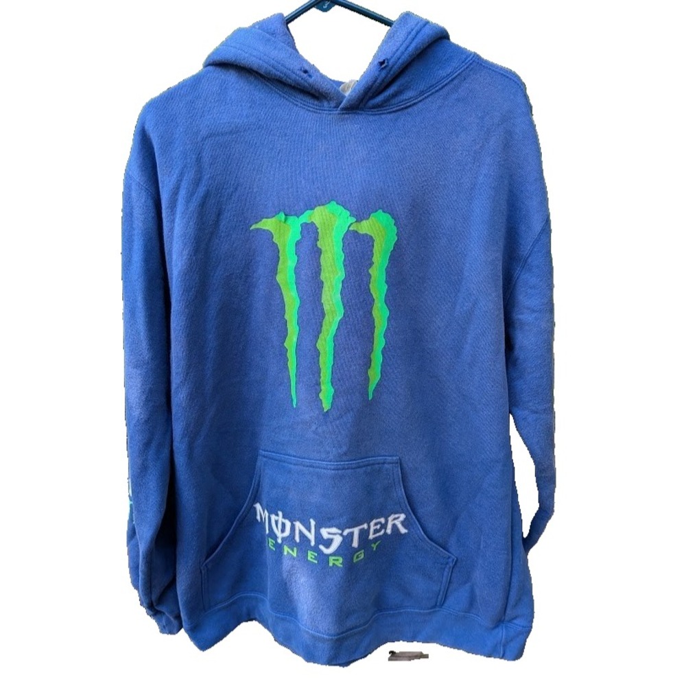 Vintage Y2K Monster Energy Hoodie Sweatshirt Mens Size L Pocket Hood Streetwear